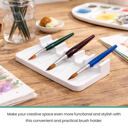 6 Slots Paint Brush Rest Holder – Portable Durable Brush Holder Caddy, Easy to Clean Artist Tool Organizer for Painting Art Accessories, 4.6×2×0.6 Inch