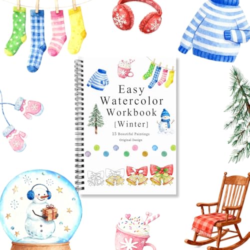 SLWBZ All-in-One Watercolor Workbook - Beginner Friendly Art Coloring Book with 15 Pre-Sketched Thick Watercolor Paper Pages - Creative Exploration & Stress Relief Gift (Winter) - color: Winter, size: Without Palette