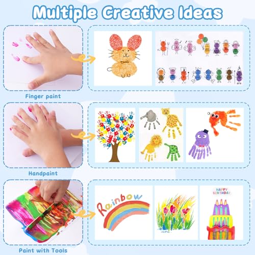 Washable Finger Paint for Toddlers 1-3, Non Toxic Kids Finger Paint Set, 12 Vibrant Colors (1.22 fl oz), Baby Safe Toddler Art Supplies, Sensory Preschool Learning Easter Gift for Boys Girls - style: 1.22 Fl Oz (Pack of 12)