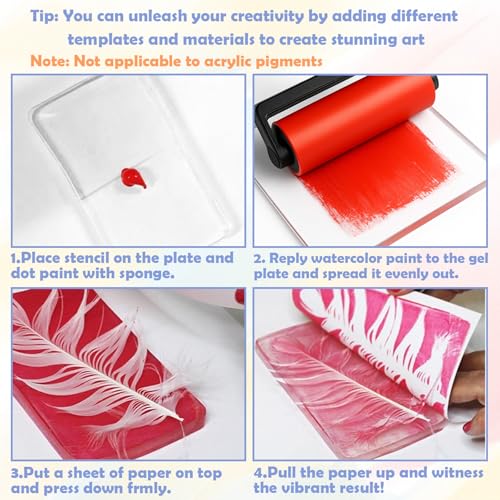 Gel Printing Pad with Brush - Reusable Gel Plate for Monoprinting, Stamping & Texture Art, Includes Mini Roller Brush - Non-Toxic Art Tool for Beginners, Artists & Therapy (Size: 5 * 7inch)