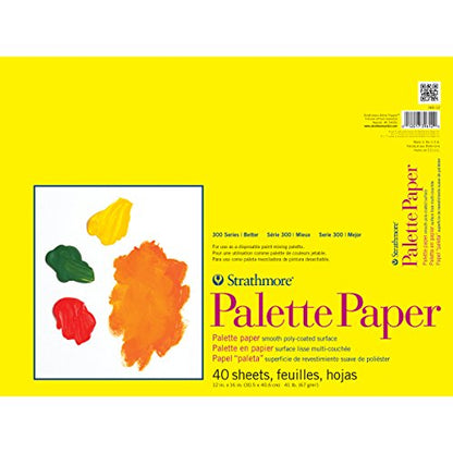 Strathmore 300 Series Palette Paper Pad, Tape Bound, 12x16 inches, 40 Sheets (41lb/67g) - Artist Paper for Adults and Students (Pack of 12) - size: 12x16 (Pack of 12)