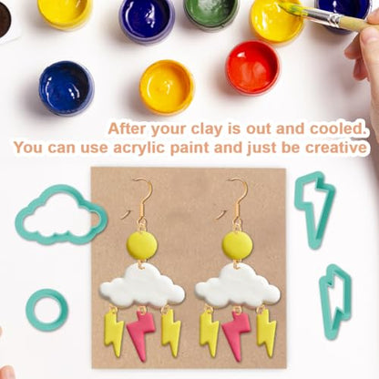 22Pcs Lightning Polymer Clay Cutters Geometric Polymer Cutter for Clay Earrings Making Festival Jewelry DIY - color: Lightning