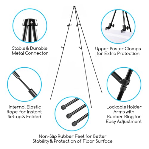 MEEDEN Easel Stand for Painting and Display: 63" Art Metal Easel Sign Stand with Bag - Portable Foldable Instant Tripod Display Easel Stand for Wedding, Painting Canvas, Presentations, Posters - size: 1-PACK