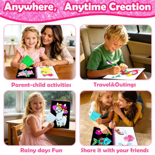 FUNNYB&G Foil Art Craft Kit for Girls 4-10 Years Old: Mess-Free & No-Glue, Create 16 Sparkly Cute Pet Pictures – Perfect Travel Toy & Birthday Gift for Kids（Cute Pet） - style: Cute Pet
