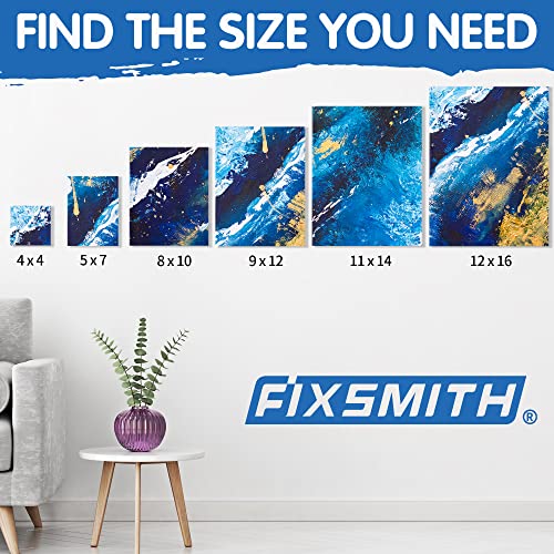 FIXSMITH Stretched White Blank Canvas - 11x14 Inch, 8 Pack, Primed,100% Cotton,5/8 Inch Profile of Super Value Pack for Acrylics,Oils & Other Painting Media - size: 11"x14"