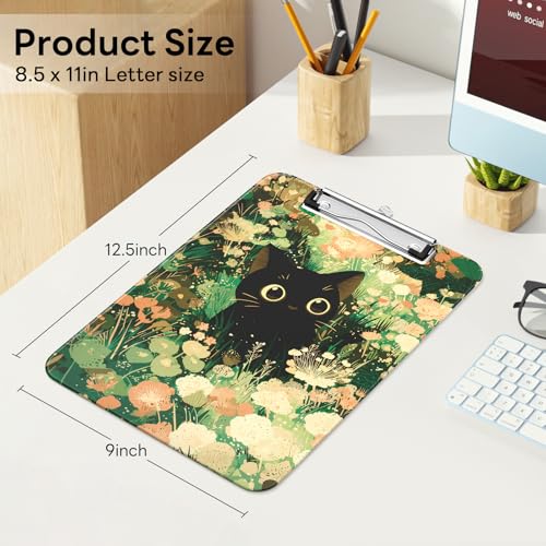 Plastic Cute Clipboard Low-Profile Metal Clip, A4 Letter Size 9 x 12.5 in, 8.5 x 11 Paper Clip Board for Teachers, Nurses, Classroom,Cute Cat - color: Cute Cat