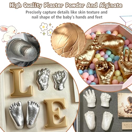 Sortnic Baby Casting Kit Hands and Feet Mold (4 Pack), Newborn Hand Footprint Baby Keepsake, 3D Plaster Hand Mold Casting Kit for Babies 0-9 Months, First Time New Mom Gifts, Baby Shower Birthday Gift