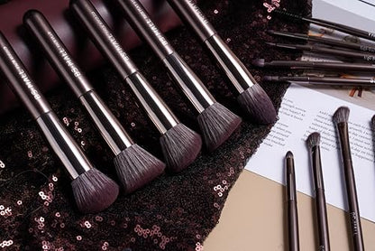 BS-MALL 14 Pcs Professional Makeup Brushes Set with Travel-friendly Case - Perfect for Eyeshadow Brush & Foundation Brush for Liquid Makeup - Gift for Daily Use & Multi Purpose Application - color: Coffee