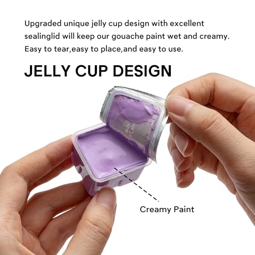 HIMI Deluxe 18 Colors Jelly Gouache Paint Gift Set – Complete Art Kit with Pad, Spray, Palette, Brushes, Painting Knife, Foldable Bucket & Refills for Beginners, Students & Artists (Purple) - color: 18 colors