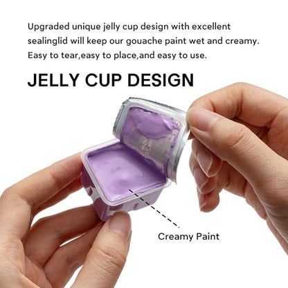 HIMI Deluxe 18 Colors Jelly Gouache Paint Gift Set – Complete Art Kit with Pad, Spray, Palette, Brushes, Painting Knife, Foldable Bucket & Refills for Beginners, Students & Artists (Purple) - color: 18 colors