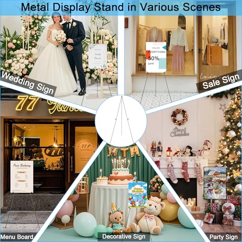 3 Pack Easel Stand for Display Wedding Sign & Poster, 63" Black Portable Metal Painting Easels Adjustable Art Easel Tripod Collapsible Floor Easel for Display Show, Arts,Crafts,Painting, - style: Black