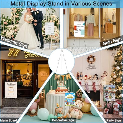 3 Pack Easel Stand for Display Wedding Sign & Poster, 63" Black Portable Metal Painting Easels Adjustable Art Easel Tripod Collapsible Floor Easel for Display Show, Arts,Crafts,Painting, - style: Black
