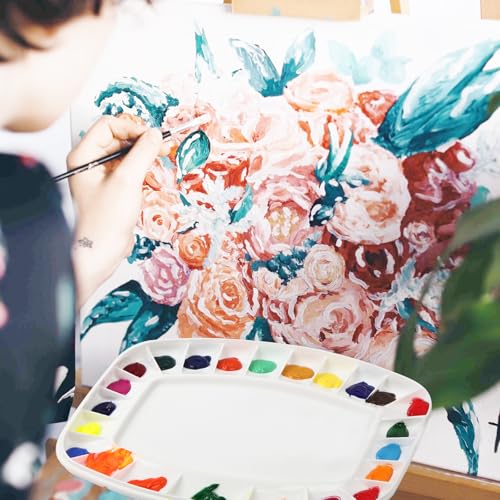 Falling in Art Paint Palette with Lid, Airtight Leak-Proof Watercolor Palette with a Cleaning Sponge, 23 Paint Wells Acrylic Palette, 13 Inches by 9 1/4 Inches - size: 13" x 9.25" (23 Wells)