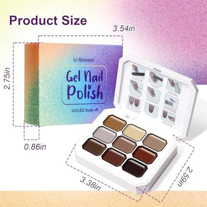 Gradient Painting Gel, 9 Colors Ombre Gel Nail Polish for Cream Brown Color Pigment Pat Aura Nails French Manicure Soak Off UV Long-lasting Home Salon DIY Nail Art Coconut Latte 1 - color: Coconut Latte 1