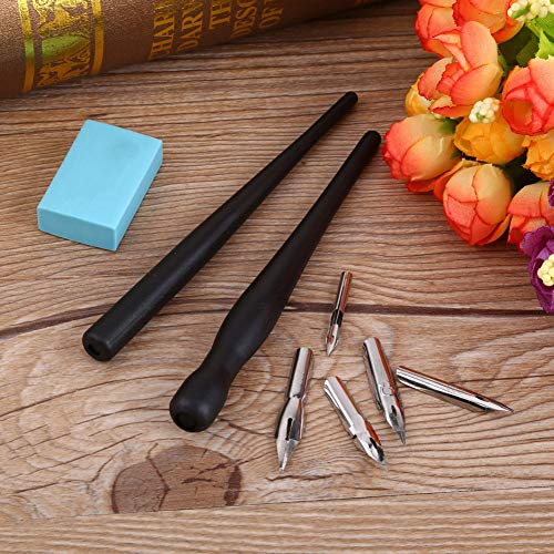 Estink Manga Cartoon Comic Dip Pen Set, Calligraphy Pens with 2 Pen Holders and 5 Replacement Nibs for Drawing Painting