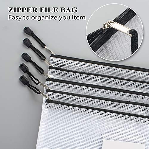Sooez 20 Pack Mesh Zipper Pouch Bags, A4 Letter Size Zipper Bag with Label Pocket, Waterproof Bag for Classroom Organizer, School Office Supplies, Storage Pouches for Board Game Toy Storage, Black - style: 20 Pack (All Black)