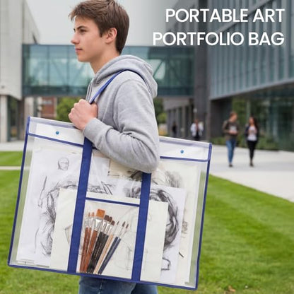 GAMENOTE 3 Pack Large Poster Storage Bags for Teachers, Clear Hanging Bulletin Board Organizer for Classroom Posters, Anchor Charts, Borders & Art Projects, 31.5" x 25.5"