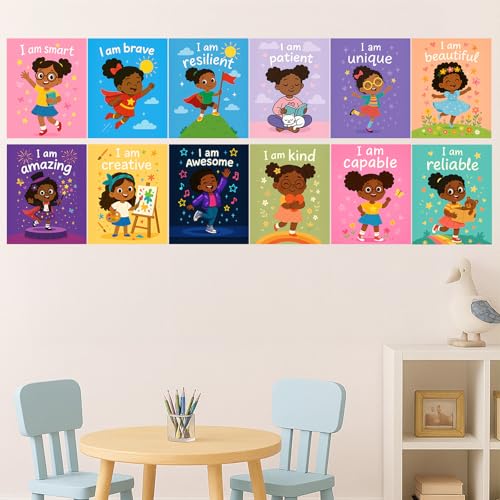 12Pcs Pre Drawn Canvas for Painting Kids 8x10 Black Girl Sip and Painting Kit for Kids Family & Friends Beginner Canvas Art Supplies Party Favors Activities Gifts for Kids Inspirational Art Set - style: Inspirational Girl