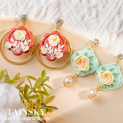 TAINSKY Polymer Clay Cutters - 22 Shapes Frame Clay Cutters, Boho Polymer Clay Cutters for Earrings Jewelry Making, Window Clay Cutters for Polymer Clay Jewelry. (Style-A) - color: Frame Set
