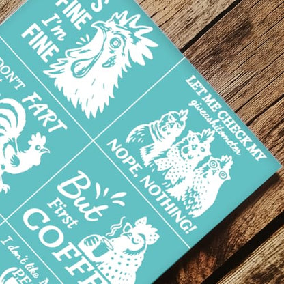 2 Sheets Chook Silk Screen Stencil, Humorous Chicken Reusable Stencils Templates Self-Adhesive Silk Screen Printing for Wall Border Wood Fabric Home Craft Decor - style: Chook