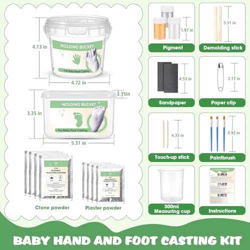 Noosuna Baby Hand and Foot Casting Kit (4 Pack), 3D Moulding Gift Set, Multiple Accessories, Baby Casting Kit for Babies 0–9 Months Old, Baby Shower, New Mom Gift, Newborn Keepsake