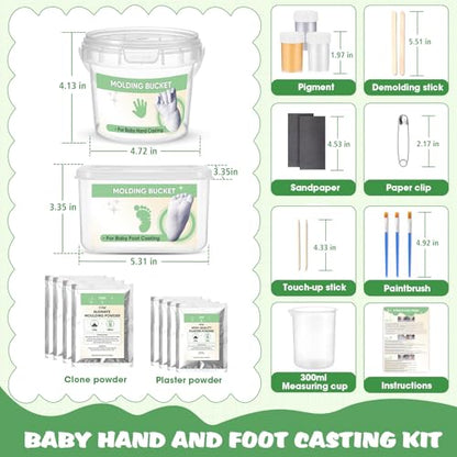 Noosuna Baby Hand and Foot Casting Kit (4 Pack), 3D Moulding Gift Set, Multiple Accessories, Baby Casting Kit for Babies 0–9 Months Old, Baby Shower, New Mom Gift, Newborn Keepsake