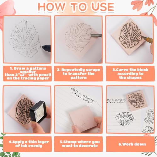 Frienda 24 Pcs 2" X 2" Rubber Carving Blocks Linoleum Blocks for Printmaking, Stamp Making, DIY Crafting, Scrapbook, Painting, Soft and Easy to Carve (Pink) - color: Pink