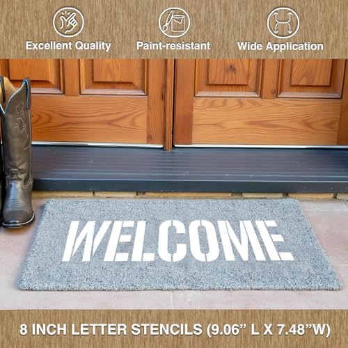 42pcs Traceable Interlocking Stencil Template Set, 8 Inch Reusable Letter Stencils for Painting, Alphabet Numbers and Symbols for Bullet Journal Canvas Rock Sign Wall Art Fabric Chalkboard - style: 8 Inch