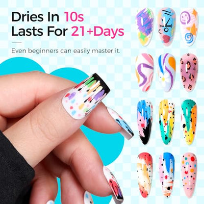 18 Color 3D Nail Art Pens Set, 0.7MM Nail Polish Pens for Nail Art Dotting Pen Drawing Painting Liner Brush for DIY Nail Design, Home & Salon Manicure Tools - color: green