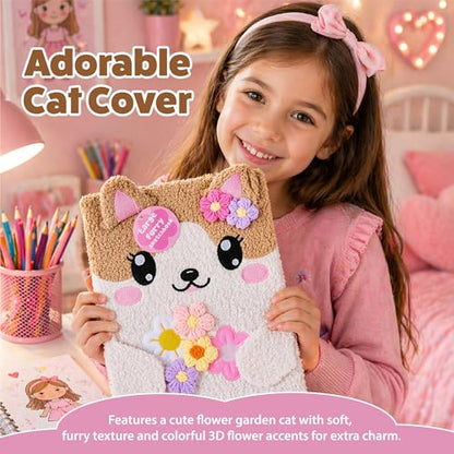 VOTUM Flower Cat Fuzzy Sketch Book: Personalized Artist Sketchbook with 3D Flowers: Sketching, Drawing and Creative Doodling. Notebook and Sketchbook to Draw and Journal (Flower Garden) - color: Fur