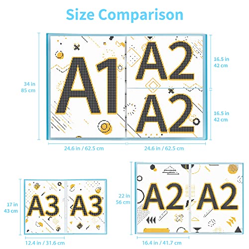 ARTDOT A1 Storage Book for Diamond Painting Kits, Diamond Art Portfolio Folder for Diamond Painting Accessories with 13 Pockets, 26 Views Protectors (34x25.4inches) - size: A1:34x25.4 inches