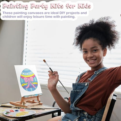 12 Packs Pre Drawn Canvas to Paint, 5" X 7" Easter Eggs Pre Printed Canvas for Kids, Pre Stretched Canvas Outline Painting Boards for Beginners, Students, Party Favor - style: Easter