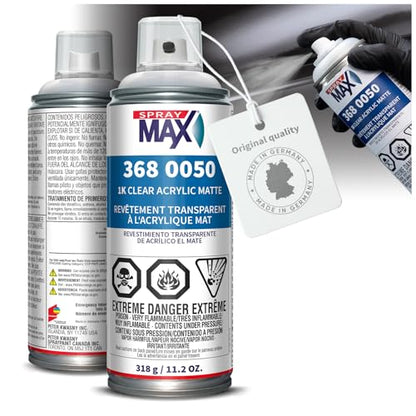 SprayMax 1K Acrylic Matte Clear Coat | Fast-Drying Acrylic Clear Coat Spray Paint for Cars, Crafts & Metal | Smooth Matte Finish, Weather & Scratch Resistant | Professional Grade 11.3 oz
