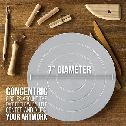 US Art Supply® 7” Diameter Sculpting Wheel- Heavy Duty All Metal Construction & Turntable with Ball Bearings