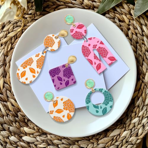 CHGCRAFT Hydrangea Texture Polymer Clay Texture Sheets Flowers Leaves Pattern Silicone Texture Stamp Clay Modeling Pattern Pad Texture Sheets for Polymer Clay Making Earrings Jewelry - style: Hydrangea