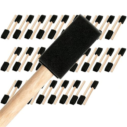 Foam Paint Brushes, 1 Inch 50 Piece Sponge Brushes, Paint Sponges Set, Lightweight Wood Handle Foam Brushes for Painting, Sponge Paint Brushes for Staining, Crafts, Arts and DIY Projects - size: 1 inch, 50 pack