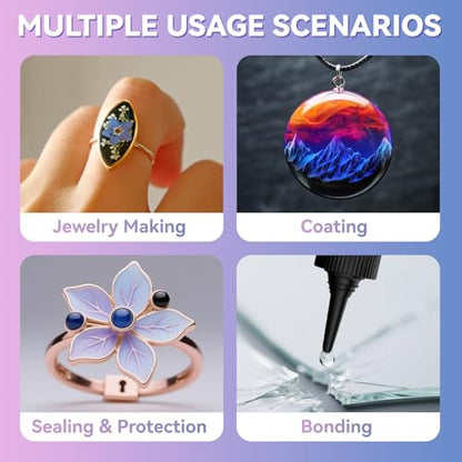 UV Resin 400 Grams Crystal Clear Hard Type Fast Curing No Yellowing Low Odor for Art Craft Coating Jewelry Making