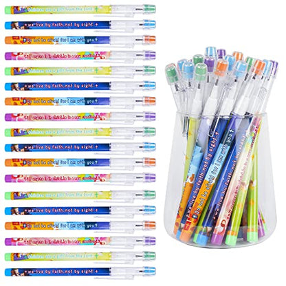 Kolewo4ever 48pcs HB Bible Verses Pencils Kawaii Cute Multipoint Pencil Push Translucent Non Sharpening Stackable Pencils Pop Up Plastic Pencil for Classroom Rewards Carnival Prizes (Bible Verses)