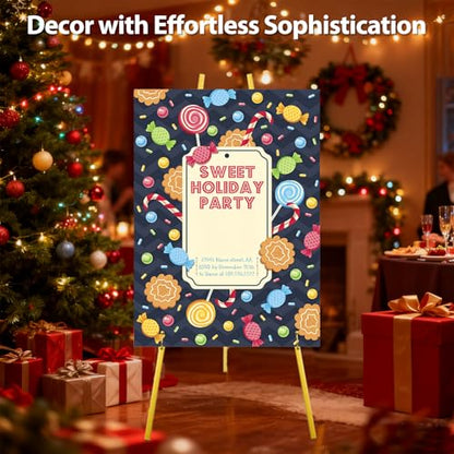 WRINGKIT Gold Easel Stand for Sign, Heavy Duty Metal Adjustable Display Stand with 4 Tier, 42.5'' Height Large Floor Standing Easel for Painting, Poster, Mirror, Art, Welcome Wedding Signs