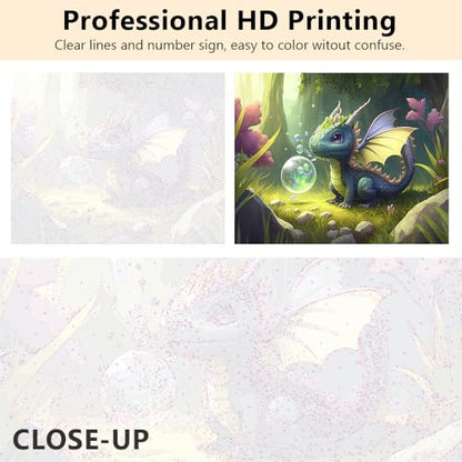 TUMOVO Paint by Numbers Cute Little Dragon DIY Paint by Numbers Kit for Adults and Kids DIY Canvas Painting by Numbers Watercolor Oil Painting Acrylic Painting Arts and Craft 16x20 Inch - color: Artwork-05