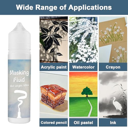 EIGTWEN Art Masking Fluid and Gloss Varnish for Acrylic Painting, It Prevents Paint from Adhering to The Masking Area,Easily Removable, Leaving No Residue
