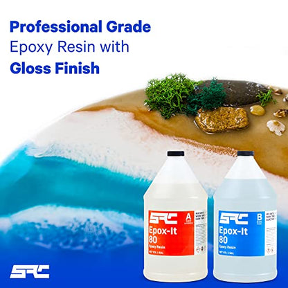 SPRESIN Epox-It 80 Clear Epoxy Resin Kit 2-Gal (1 Gal Part A + 1 Gal Part B) for Beginners and Experts, Coating, Bar Top, Countertop, Tabletop- Crystal Clear Formula for Jewelry Art, Laminating - size: 2 Gal