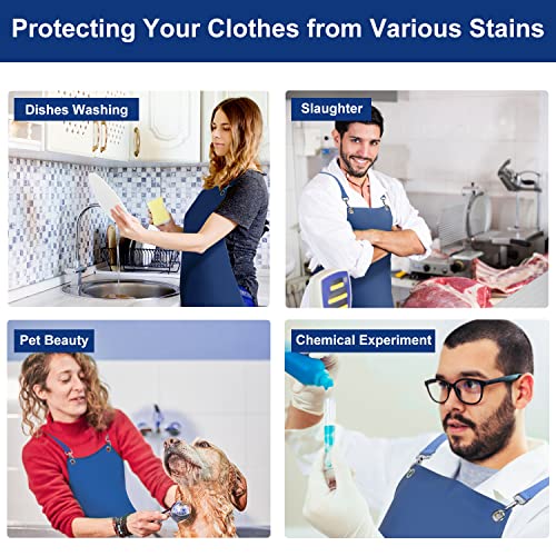 SHEOMERN Heavy Duty Vinyl Industrial Anti-Tear Apron, 43" x 26" Waterproof, Chemical Resistant, Blue, Unisex-Adults - color: Blue