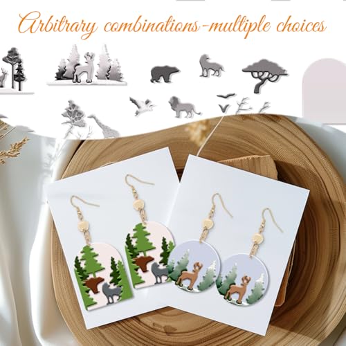 ORIGACH 17 Pcs Forest and Animals Polymer Clay Cutters Set Earring Clay Cutter DIY Craft Supplies for Earring and Jewelry Making - style: Forest & Animals