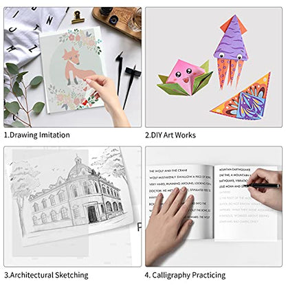 100 Sheets White Tracing Paper 100 Sheets Carbon Transfer Paper and 5 Pieces Ball Embossing Styluses for Wood Burning Craft, Paper, Canvas and Other Art Craft Surfaces - color: Black, White