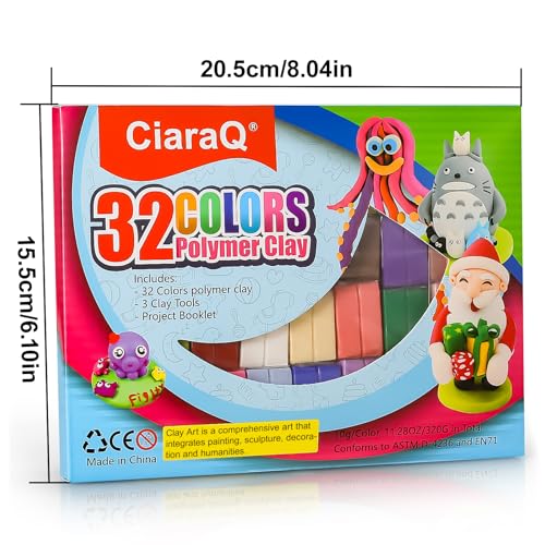 CiaraQ Polymer Clay Kit, Mini Modeling Clay Set for Kids/Beginners/Artist, 32 Colors - color: 32 Colors