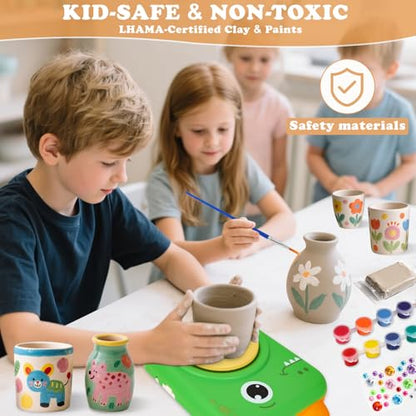 Pottery Wheel for Kids, Art Supplies Arts & Crafts Kit, Crafts Toys for Girls 6+, Pottery Studio Craft Kit with 4 Pack Air-Dry Clay,Girls Toys Birthday Christmas Gift for Kids Ages 6 7 8 9 10 11 12+ - color: Green -Dinosaur