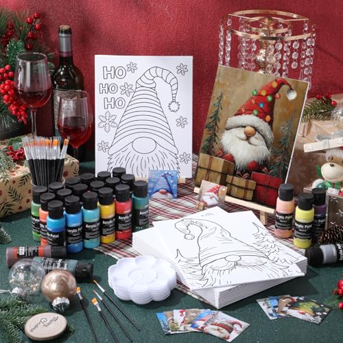 Sherr 12 Pcs Pre Drawn Canvas Pre Printed Canvas for Adults Sip and Paint Party Canvases Painting Kit for Summer Easter Mother's Day Party Favor(Christmas Gnome,8 x 10 Inch) - size: 8 x 10 Inch, style: Christmas Gnome