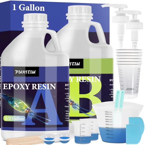 Epoxy Resin 1 Gallon - Crystal Clear Epoxy Resin Kit - Self-Leveling, High-Glossy, No Yellowing, No Bubbles Casting Resin Perfect for Crafts, Table Tops, DIY 1:1 Ratio - size: 1 Gallon
