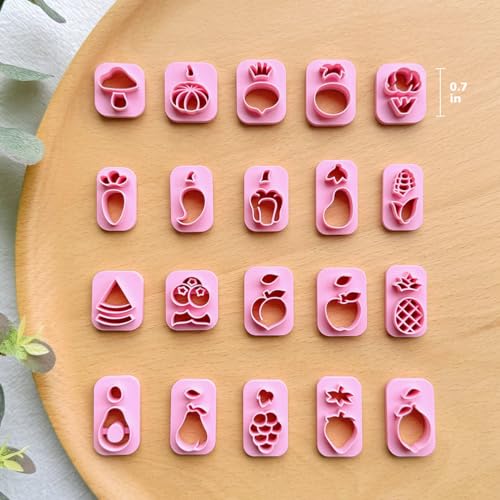 Keoker 20 Shapes Polymer Clay Cutters, Clay Earrings Cutters, Strawberry Clay Cutters for Earrings Jewelry Making - color: All
